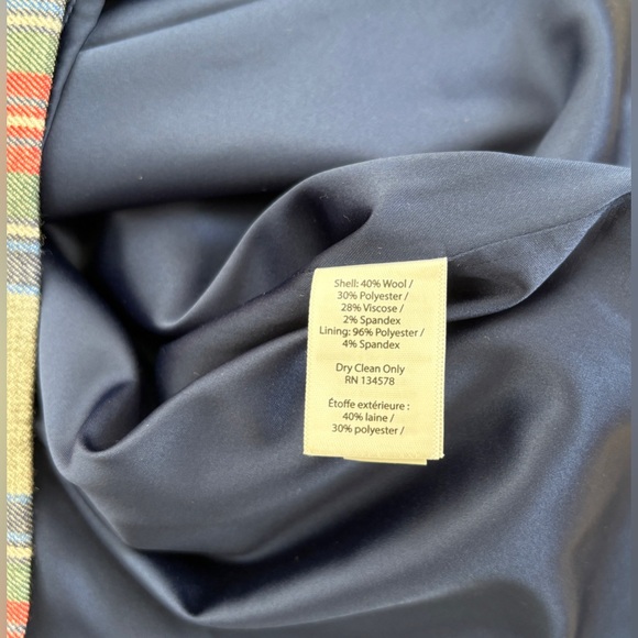 Vineyard Vines Plaid Mini Skirt Gray Red Navy Green Plaid Size 4 Wool Blend - Picture 6 of 8